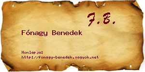 Fónagy Benedek névjegykártya